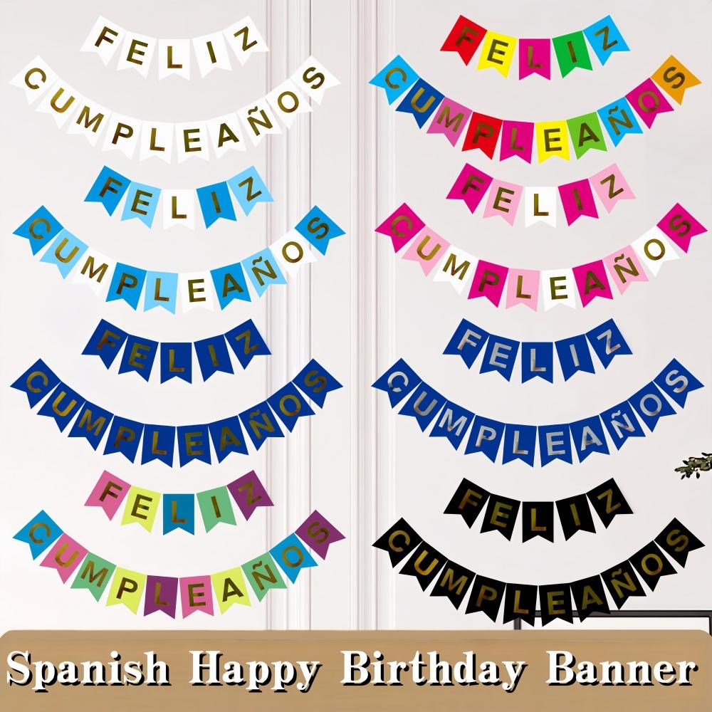 1/5/10PCS Spanish Letter Flag Birthday Decoration Paper Happy Birthday Banner for Adult Birthday Party Backdrop Pendant Decor