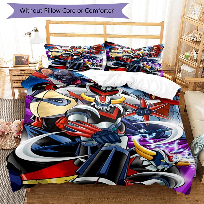 3pcs UFO Robot Grendizer3 Design Cover Set - HD Printed Bedding with 1 Cover and 2 Pillowcases - Perfect for Home and Dorm Decor