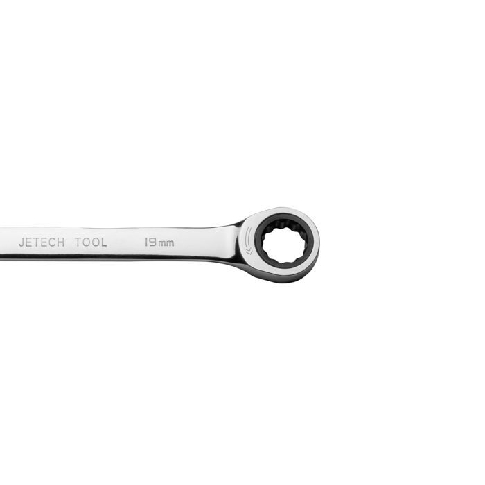 Clé mixte à cliquet - JETECH - 19mm - Acier chrome vanadium - Finition polie - Mécanisme à cliquet