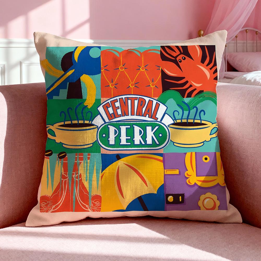Tv F-Friends Cushion Cover Breathable Linen Pillowcase Summer Odorless Eco-Friendly Invisible Zipper Washable