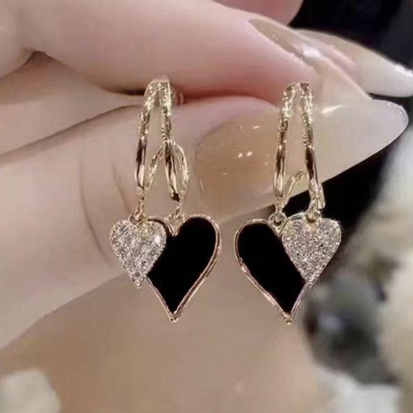 Vintage Hohl Zirkon Herz Ohrringe für Damen Strass Gold Farbe Herz Tropfen Ohrring Luxus Hochzeit Paar Schmuck Geschenke