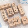 Cute Wood Stamp Artistic Style Minimalist Girl's Diary Stamp Wooden Forest Style Stationery Stamps