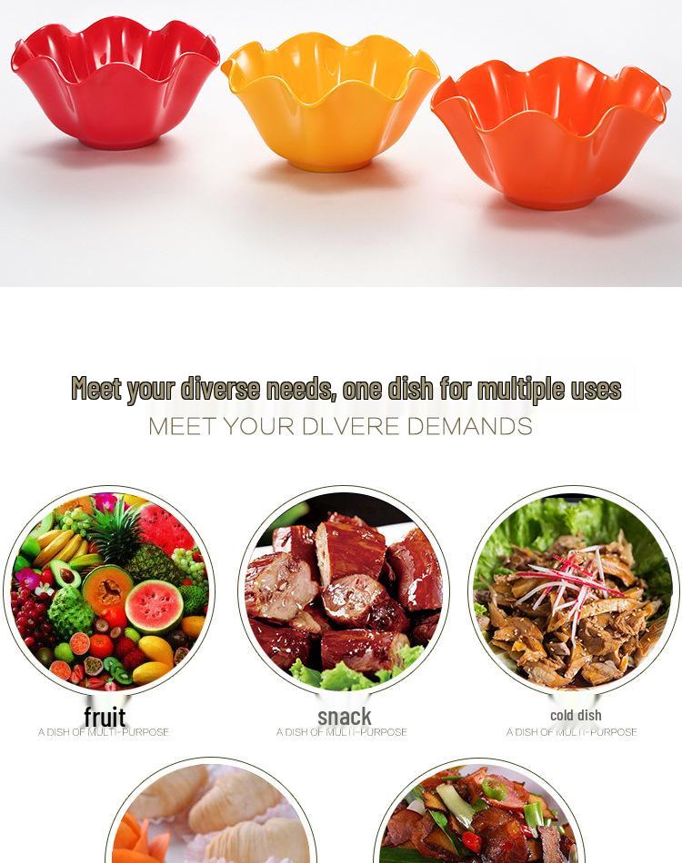 Rotating Lace Edge Melamine Vegetable Skewer Hot Pot Bowl - Commercial Plastic Salad & Tableware Bowl