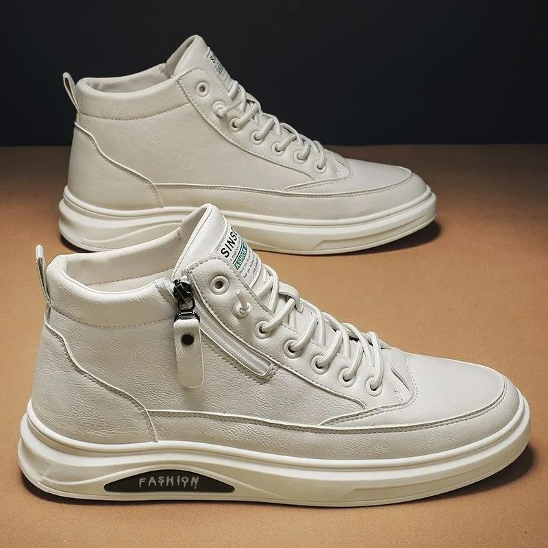 Casual Shoes Comfortable Soft Leather Mid-top Sneaker Luxury Waterproof Men's Boots Business Outdoor Work Boot Men Shoes