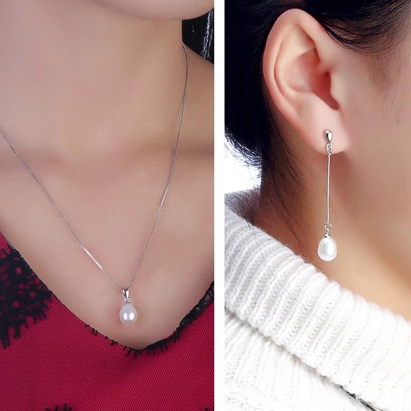 HENGSHENG Black Pearl Set 4 Colors Real Freshwater Pearl Jewelry Set For Women,Pendant Earrings With 925 Silver Jewelry