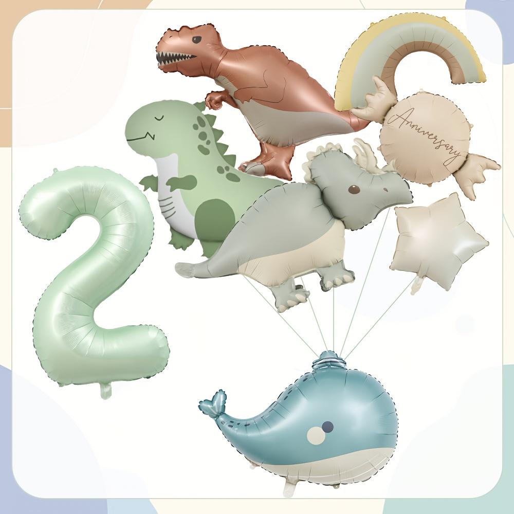 

8pcs Cartoon Dinosaur Theme Matte Dinosaur Rainbow Whale Olive Green Numbers 1-9 Suitable for Birthday Decor Scene Arrangement 40inch