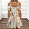 Women Adjustable Strap Plus Size Dress Ink Floral Printed Loose Summer Sundress