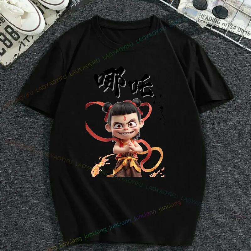 2025 Nezha 2 Magisches Poster Kurzarm Rundhals T-Shirt Mode Freizeit Lustig Y2K Süß Spaß T-Shirt