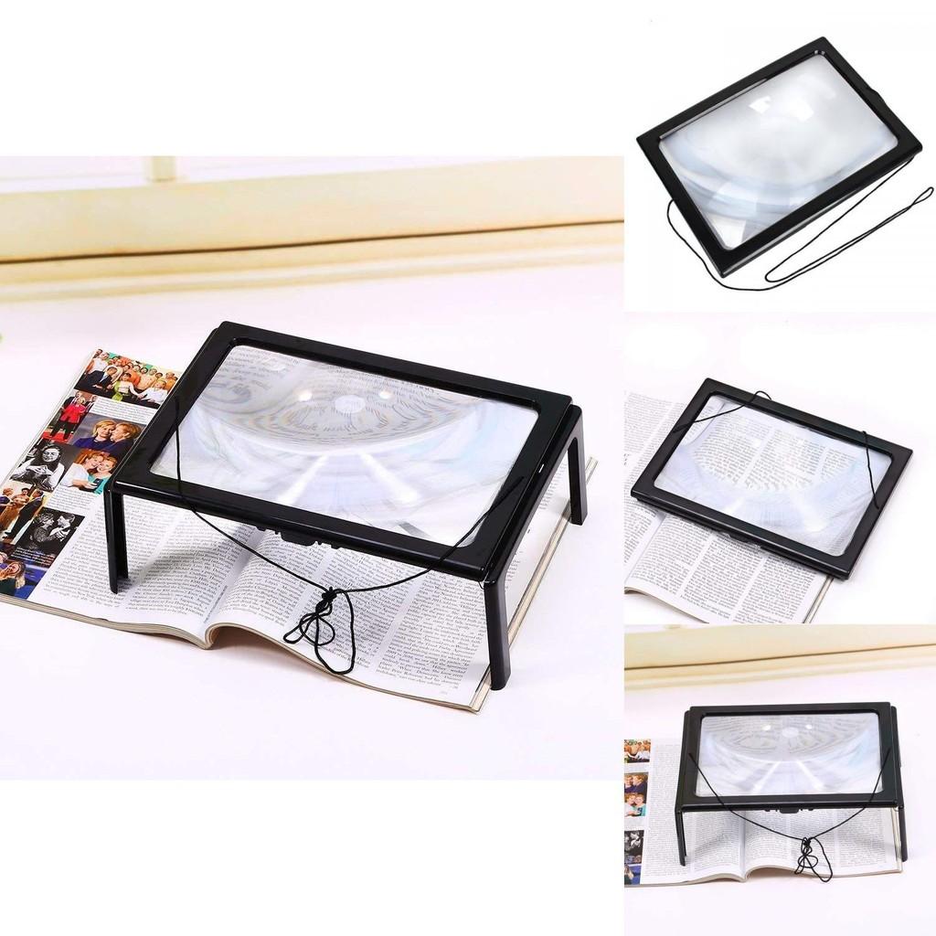 Foldable Portable A4 Rectangular 3x Reading Magnifying Glass With Led Light For Elderly Reading Gift