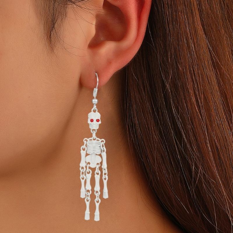 3Pairs Dark Halloweens Skull Dangle Earrings Gothic Style Jewelry for Women Comfortable Resin Goth Accessories