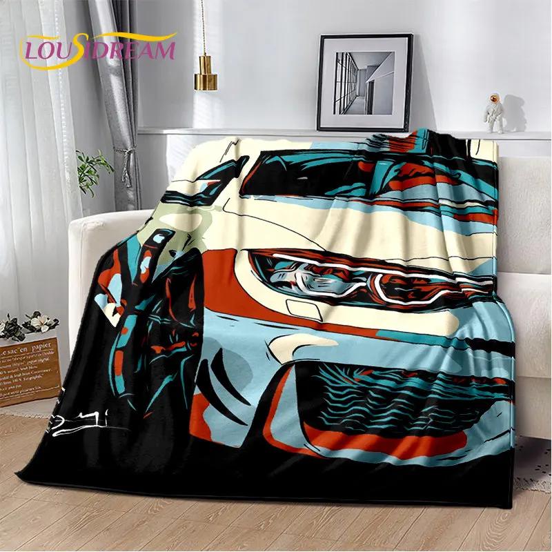 3D Racing Car Soft Plush Blanket,Flannel Blanket Throw Blanket for Living Room Bedroom Bed Sofa Picnic Hiking Leisure Napping
