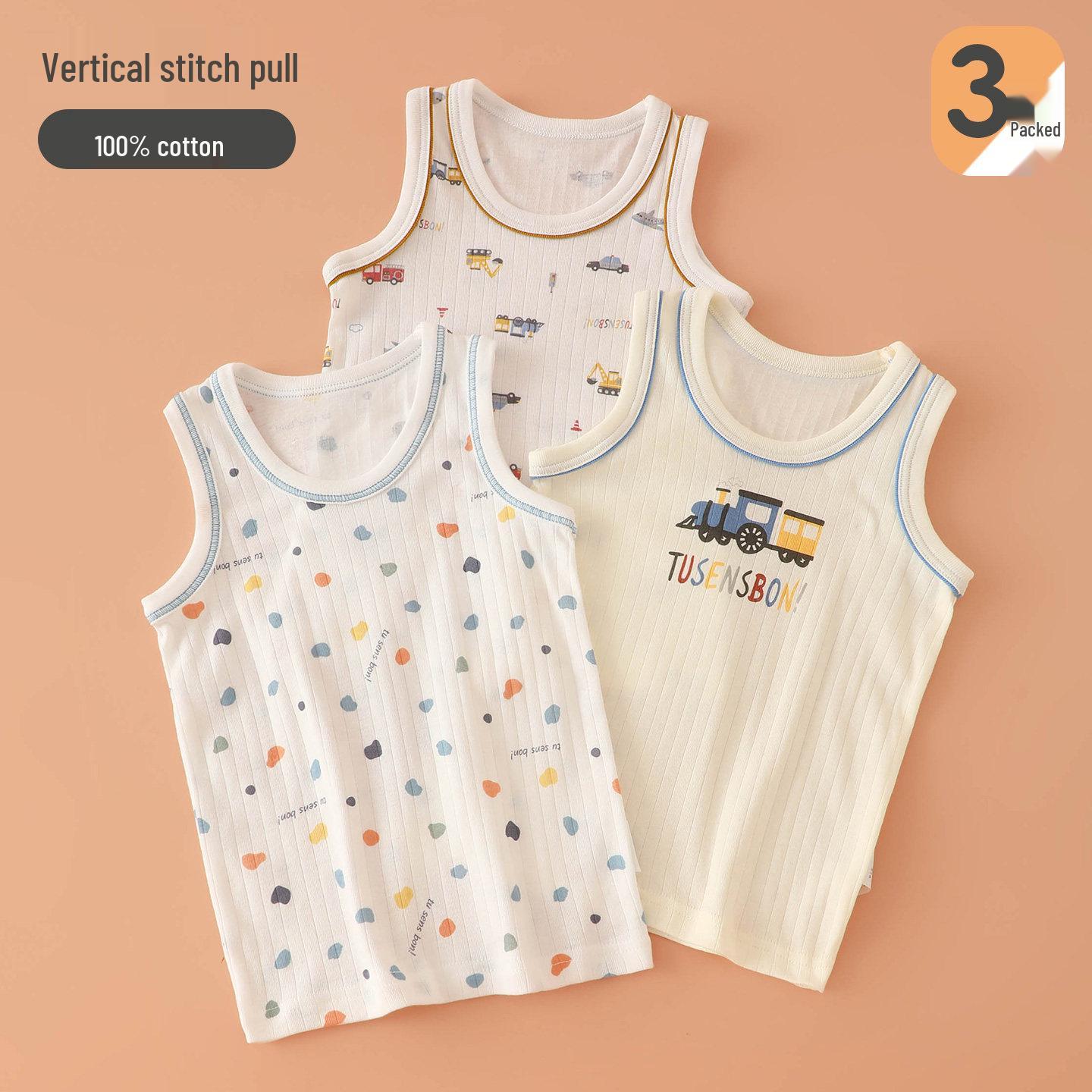New Boys  Pure Cotton Sleeveless Vest - All Season Base Layer Size 90