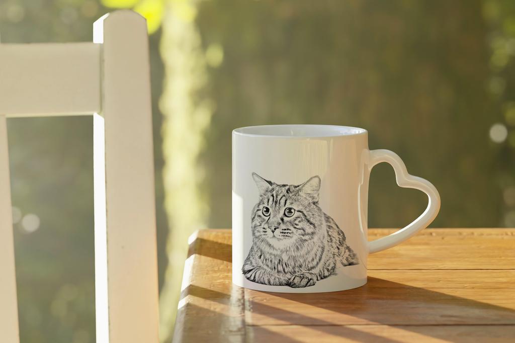 Kurilian Bobtail - Cat Mug, Adorable Heart-shaped Handle Mug, Universal Gift from Art-Dog Brand