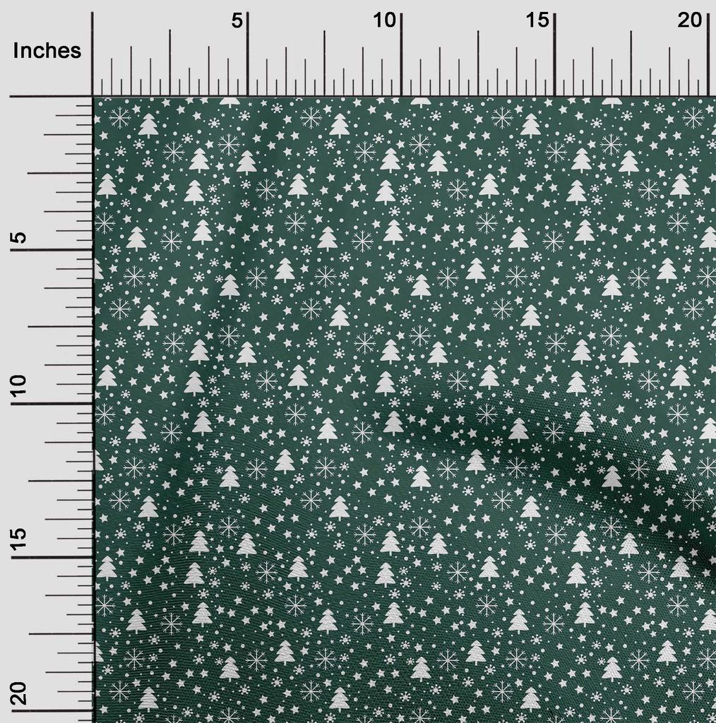 oneOone Cotton Flex Blue Fabric Snowflake,Star & Tree Dress Material Fabric Print Fabric By The Yard 40 Inch