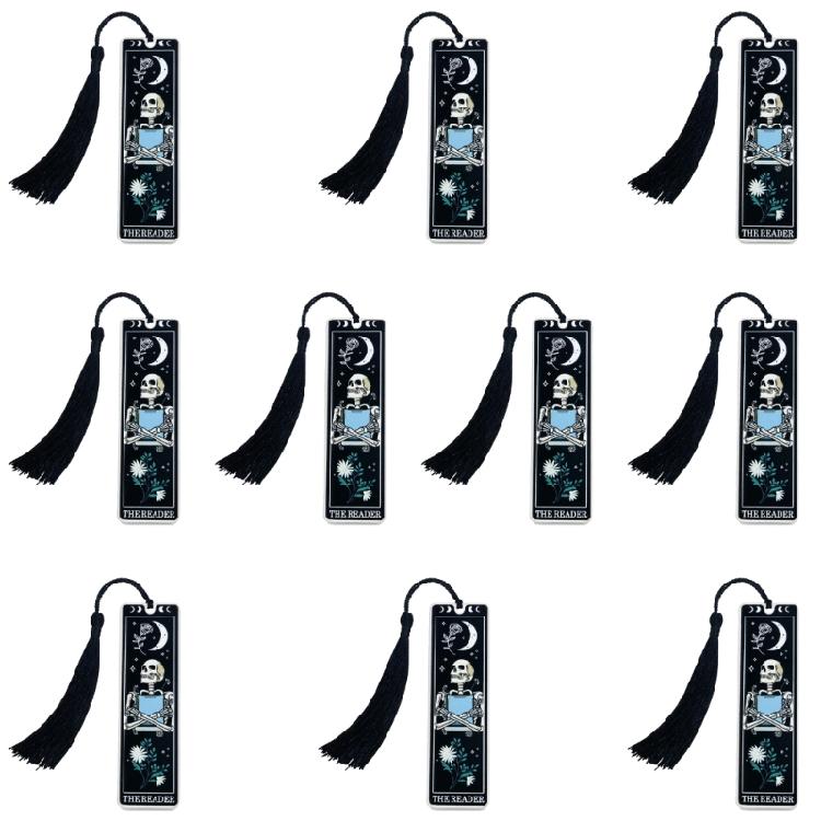 

10 Pcs Gothic Book Markers with Tassels Skeleton Bookmarks Skull Page Markers Acrylic Reading Bookmarks for Book Lovers чорний