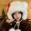 New winter plush hat for women with moving ears, cute, thick, fluffy, warm, cold-proof, ear-protecting, trendy Lei Feng hat