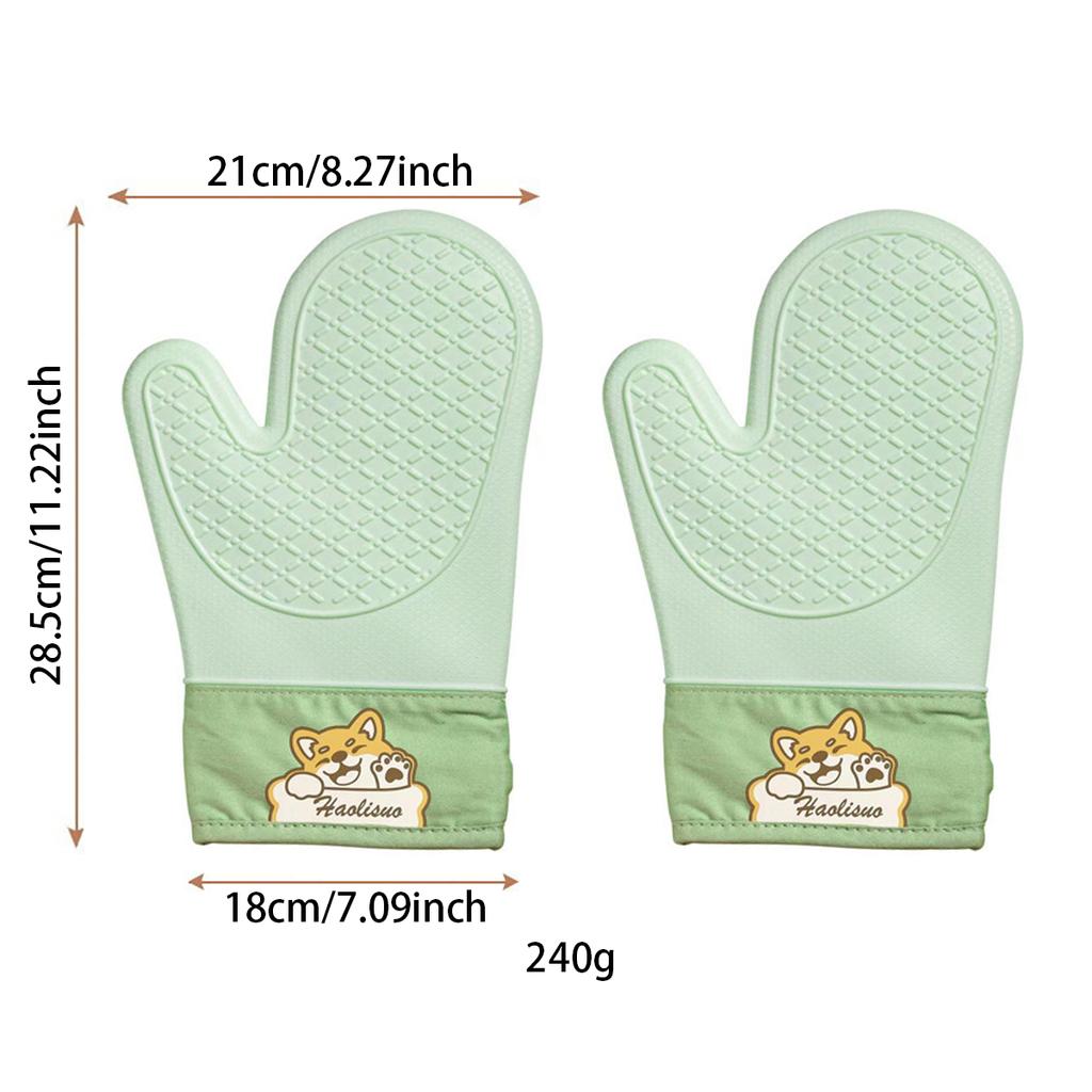 2pcs Silicone Gloves Thickened Insulation Gloves Anti Slip Anti Scald Oven Gloves Kitchen Baking ToolS
