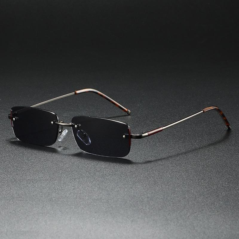 Stylish Rimless Sunglasses Rectangle Popular Women Eyeglasses Men Shades Small Square Sun Eyeglasses For Female Male Traveling Oculos Glasses