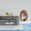 Rustic Wood Horse Sculpture Ornament And Ornate Resin Photo Frame Decorative Tabletop Display Holder