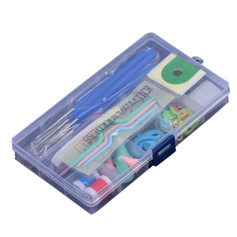 

16Pcs Ergonomic Grip Crochet Hook with Knitting Locking Marker Big Eye Needle Scissors Travel Knitting Crochet Supplies 1