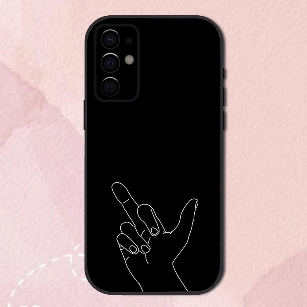Cartoon Middle Finger Phone Case For Samsung S24,S21,S22,S23,S30,Ultra,S20,Plus,Fe,Lite,Note,10,9,5G Black Soft Shell