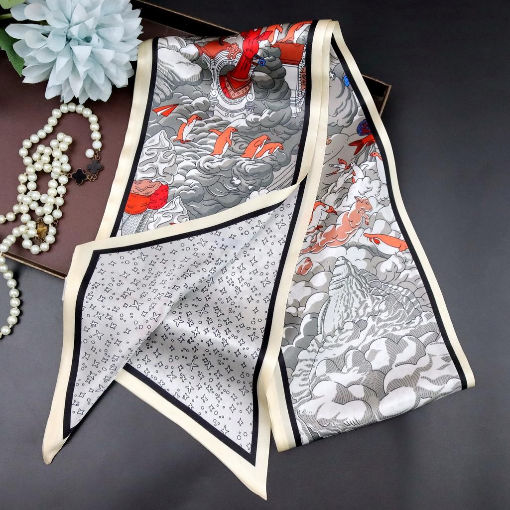 Mulberry Silk Necktie for Women Versatile Autumn Style Chic Slim Multi-functional Decorative Double-layer 100% Silk Scarf