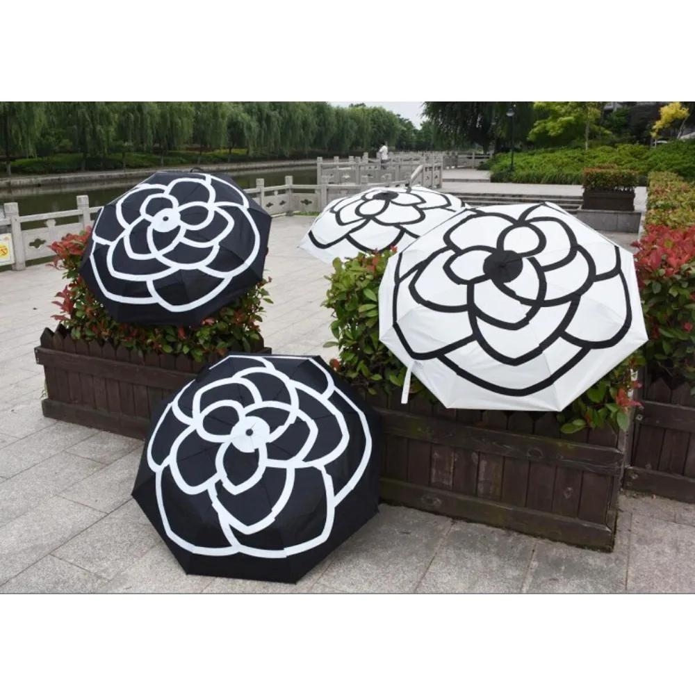 Fransk Kamelia Liten Duftende Vind Vinyl UV Paraply Jenter Høyt Utseendenivå Solparaply Enkel Følelse Lett Luksus