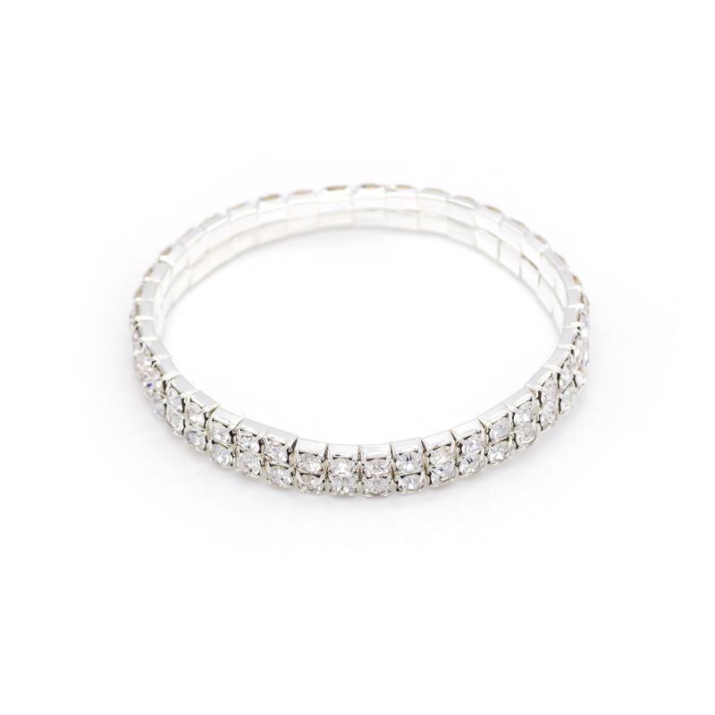 Exaggerated Multi-row Shiny Diamond Elastic Bracelet for Women