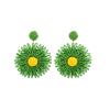 European and American Cross-border Holiday Style Colored Flower Earrings, Summer High-end Simple Hand-woven Raffia Earrings