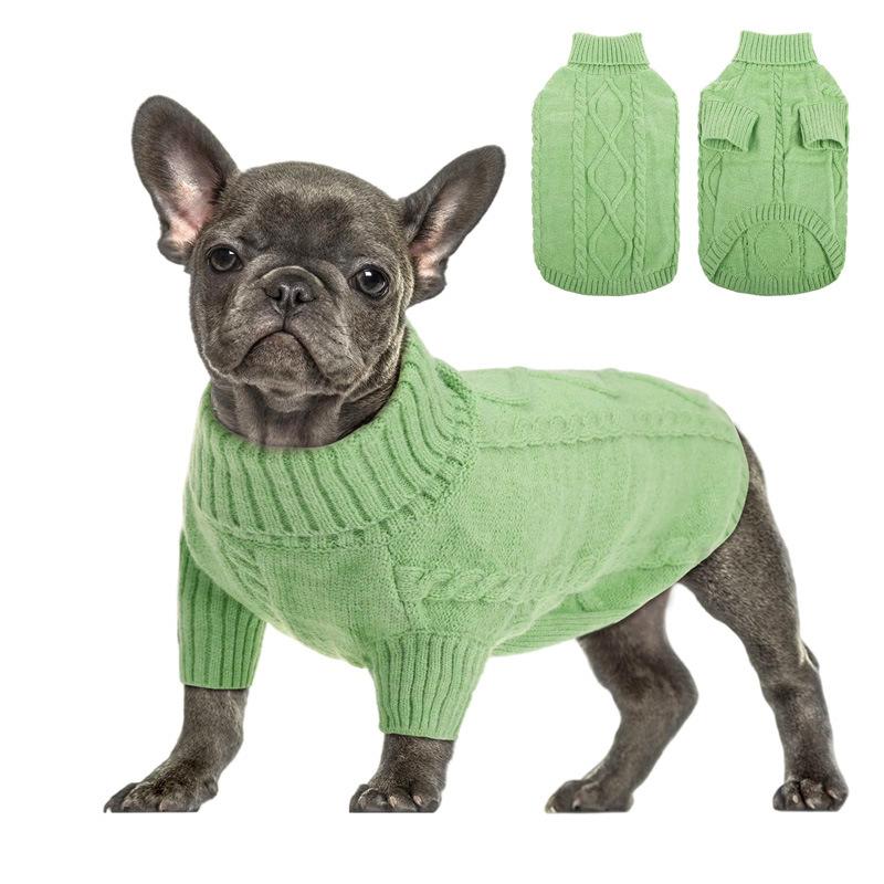 Rollkragen Hundekleidung Strickkleidung 2024 Herbst und Winter neu einfarbiger Strickpullover Haustierkleidung