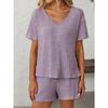 2025 Summer New Solid Color Pit Strip Pajamas Short Sleeve Home Wear Set