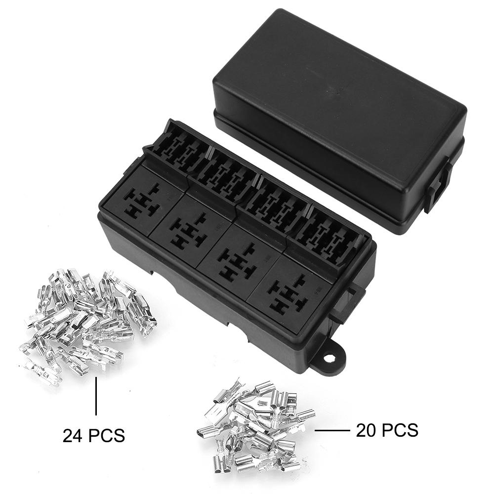 4Pin 12V 40A Relays with Spade Terminals Plastic Cover 12 Way Blade Fuse Holder Box for Auto Truck Trailer Fuse Car AccessoriesGood product