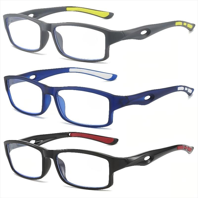 2/3/4pcs Anti-Blue Light Computer Glasses Unisex Square Frame with Silicone Temples For Sports & Daily Use