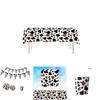 High-quality Party Tableware Set Black Brown Cow Print Paper Plates Cups And Utensils