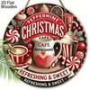 2D Flat 1pc Christmas Hot Drinks Wooden Sign Decoration, Round Embossed Effect Front Door Wall Decoration, Suitable for Home Office Decoration
