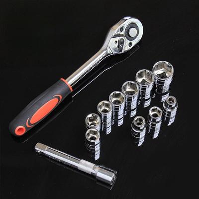 Juego de 12 llaves de tubo de 1/2 pulgada con varilla de extensión, llave de trinquete multifunción, kit de herramientas manuales de reparación para automóviles y motocicletas