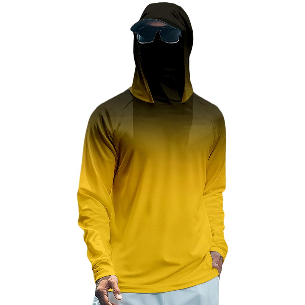 Men's Quick Dry Long Sleeve Sun T-Shirt with Hood for Fishing, Running and Fitness