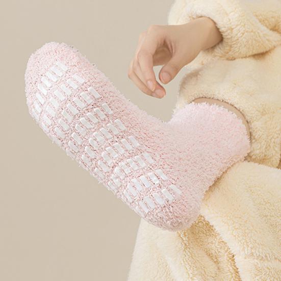1 Pair Non-Slip Fuzzy Cozy Socks Super Soft Non-Fading Cold Protection Winter Warm Fluffy Sleep Socks for Women