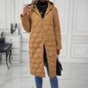 Long Quilted Puffer Jacket for Women Casual Lightweight Zip Up Hooded Coat Winter Knee Length Padded Outerwear