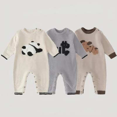 Autumn Winter Velvet Knit Baby Romper - Warm Pajamas for Newborn Boys and Girls