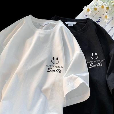 Camiseta Masculina de Verão Estilo Coreano com Caimento Solto e Manga Curta - Moderna, Versátil e Bonita para Estudantes