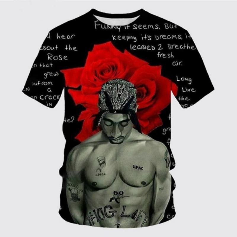 New T-Shirt Harajuku Men T-Shirt Fashion 2pac Graphic T Shirts Hip Hop Men's T-Shirts Summer Tops T-Shirts Man Designer Clothes