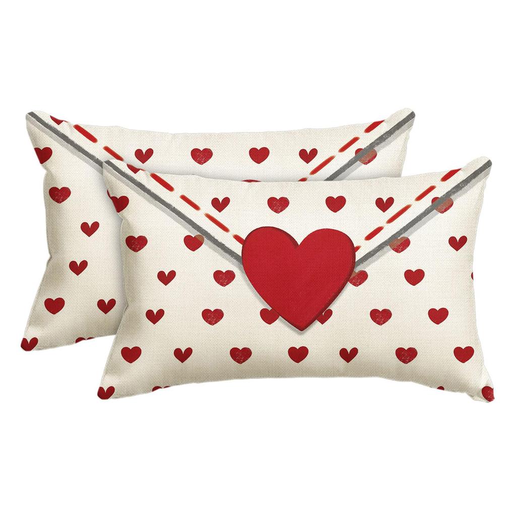 Envelope Decorative Cushion Cover Set of 2 Throw Pillow Covers Anniversary Wedding Valentines Day for Sofa Couch Bed Livingroom