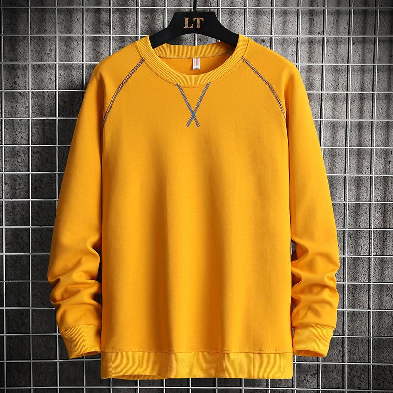 

Мужской повседневный корейский свободный спортивный свитер с круглым вырезом XXXXL жёлтый