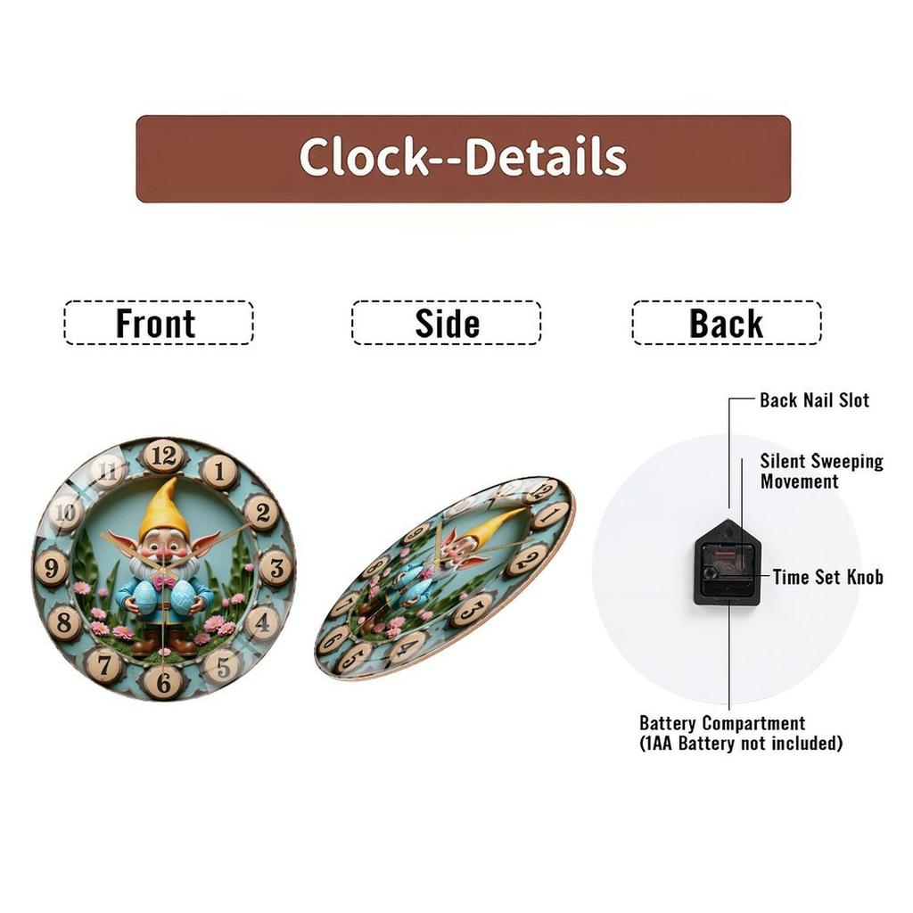 12 Inch Round Wall Clock with Distinctive Skeleton or Openwork Hands