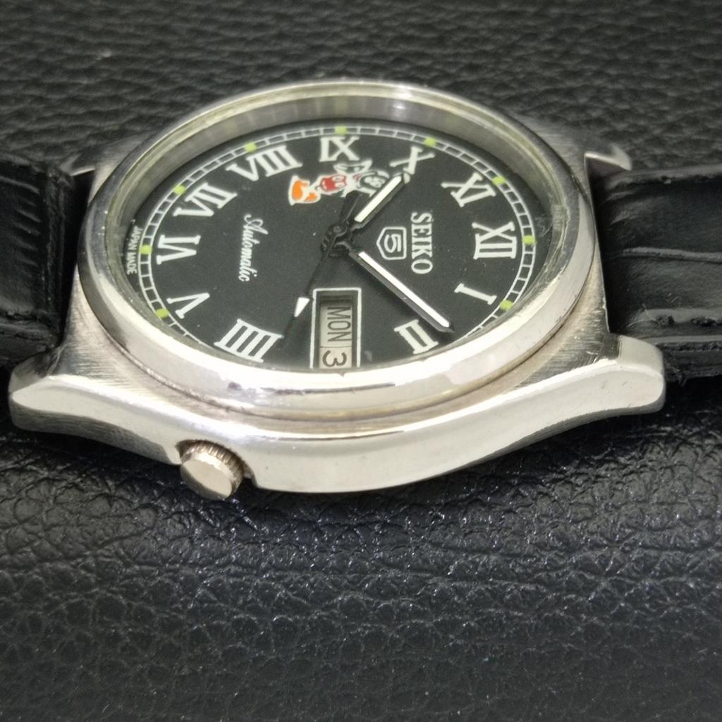 USED VINTAGE SEIKO 5 AUTOMATIC 7019A JAPAN MENS BLACK COLOR DIAL WATCH a433711-2 R118-a433711