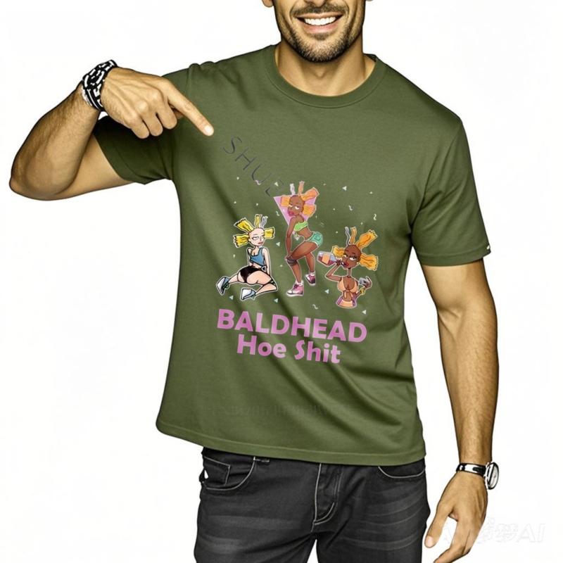 Men Black TshirtBald Headed Hoe Shit Funny Sarcasm T-Shirt Cotton Teeshirt Men Summer Fashion t-shirt Minimalist Tshirt