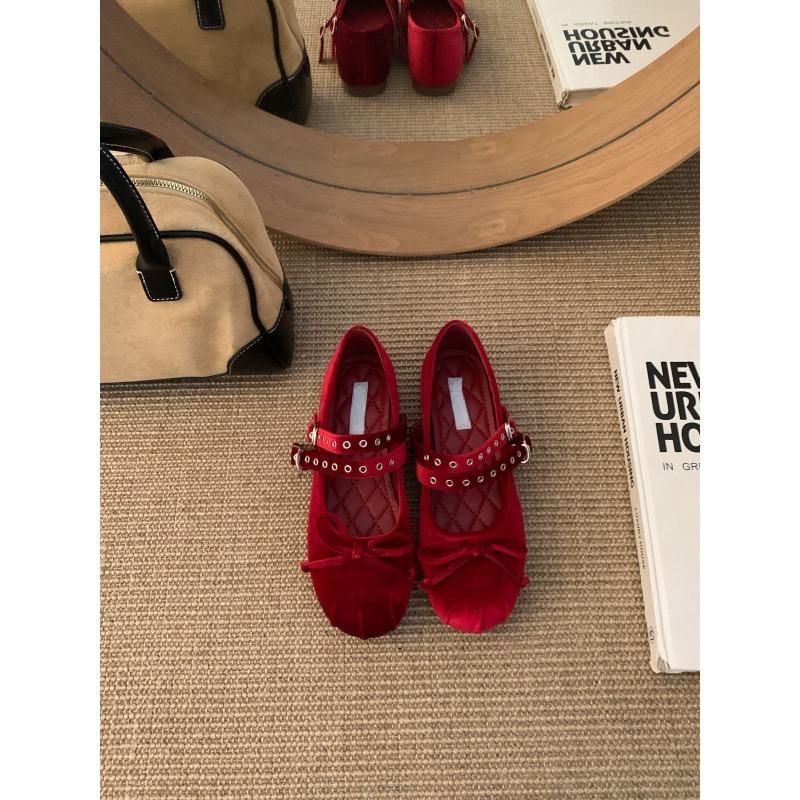 Soft-soled Version~ Gentle Gray Word with Mary Jane Single Shoes Women's Spring and Autumn Ballet Ladyshoes Flat-soled Grandma Shoes