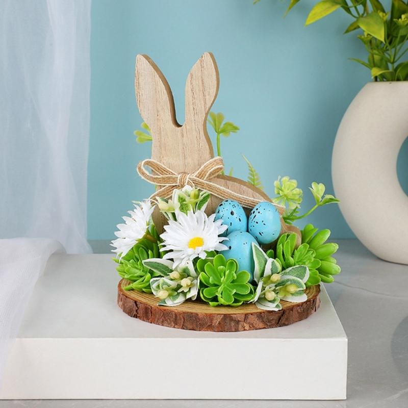 Easter Eggs Rabbit Decorations Wood Plastic Indoor Outdoo Family Activity Supplies Desktop Ornament