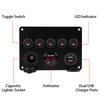 12-24V 5 Gang OnCelsiusOff Toggle   Panel Dual USB Voltmeter for Car Boat Marine Truck Green LED